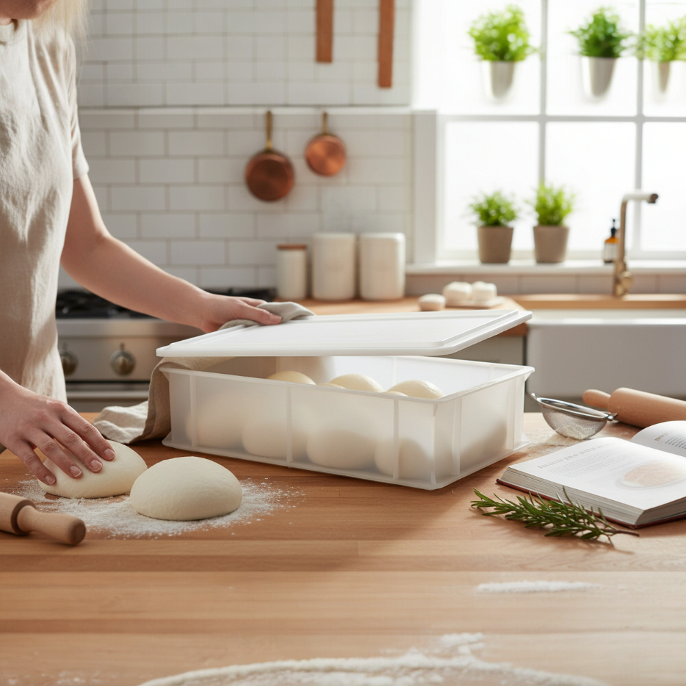 Cassetta per Lievitazione Pizza e Pane + coperchio 30x40x10H - Bianco