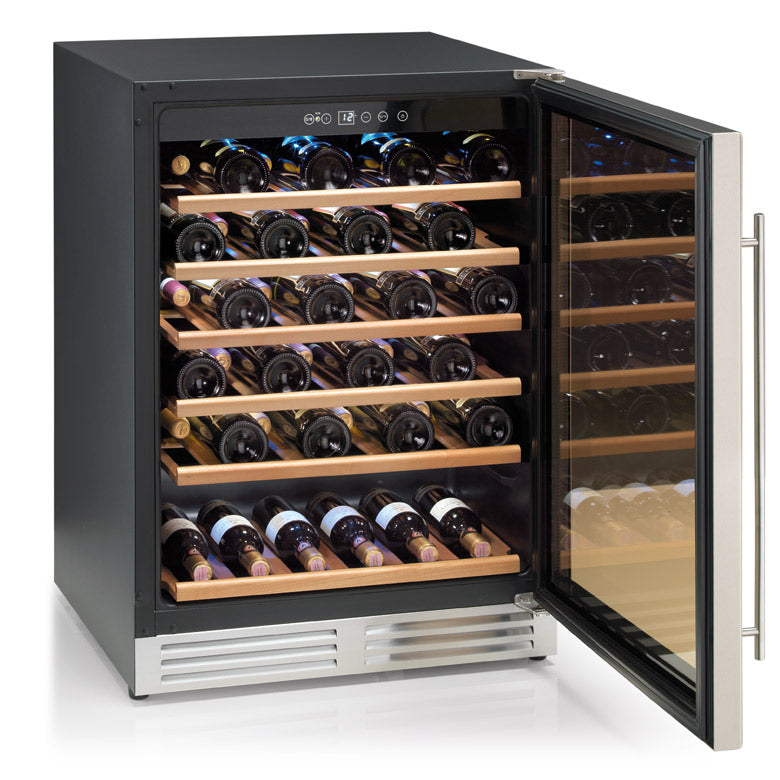 Sirman - SALENTO - Porta con vetro temperato doppio, compresa di serratura con chiave, reversibile - Porta reversibile - Ripiani estraibili in legno - Comandi digital touch - Regolazione termostato in °C o °F - Display e luce interna a led - Gas R600a - A