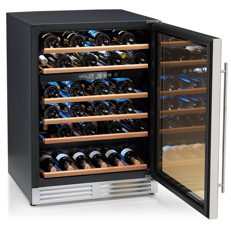 Sirman - SOAVE - Porta con vetro temperato doppio, compresa di serratura con chiave, reversibile - Porta reversibile - Ripiani estraibili in legno - Comandi digital touch - Regolazione termostato in °C o °F - Display e luce interna a led - Gas R600a - Aut