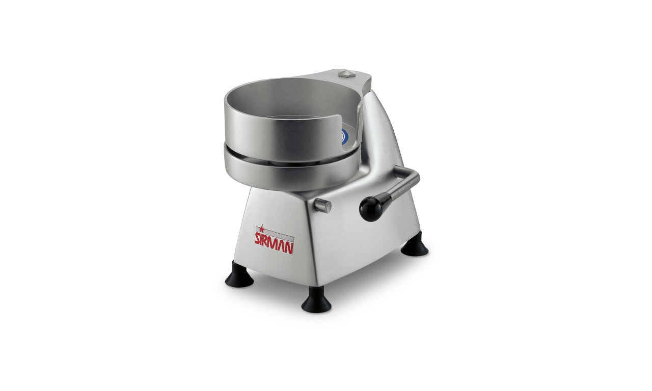 Sirman - SA 180 - Hamburgatrici caratterizzate da una forma arrotondata semplice e compatta. - Realizzate in lega di alluminio anodizzato. - Contenitore porta cellophane incorporato pronto per l’uso. - Stampo hamburger in acciaio inox.