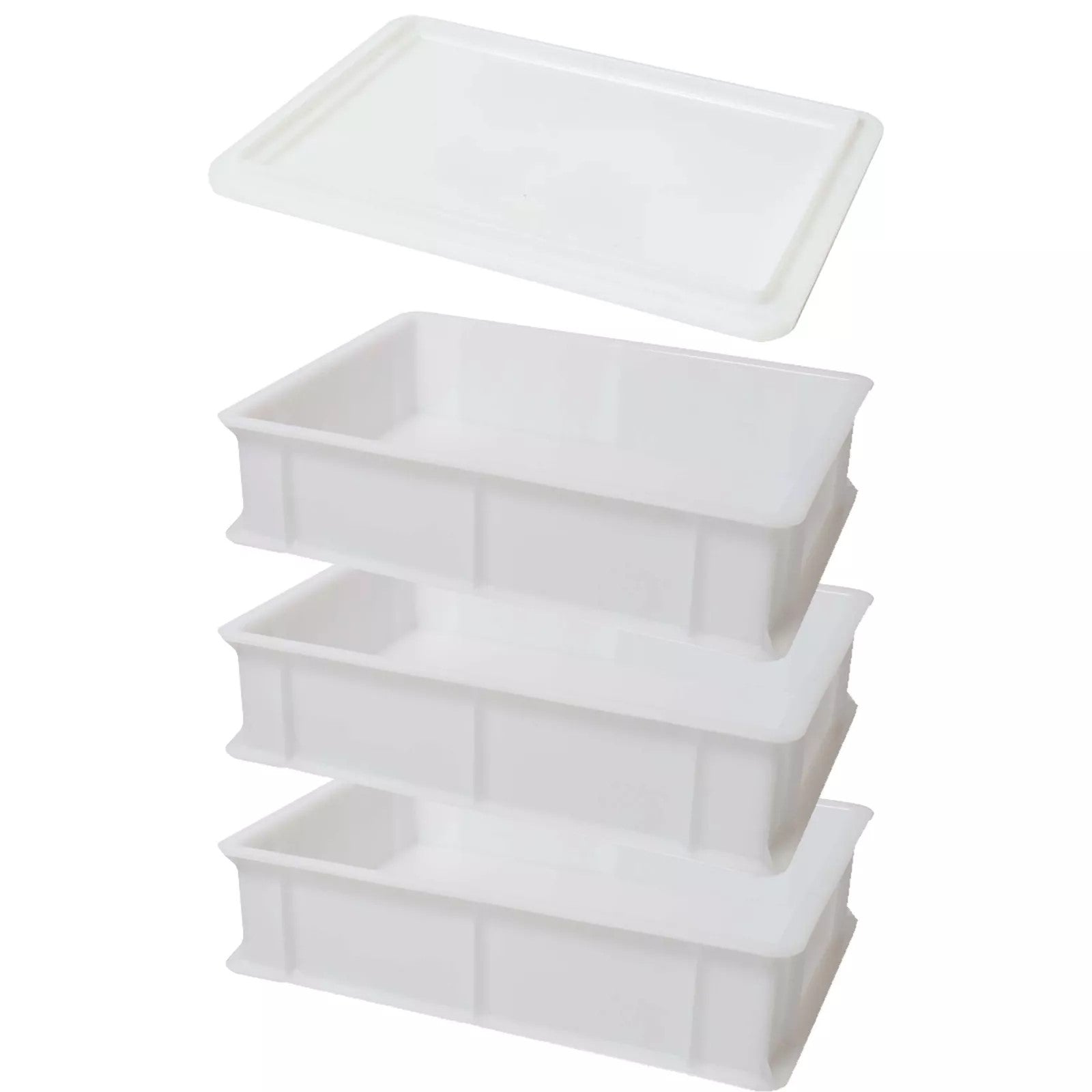 Genusdei - Genus Dei | Tris Cassetta per Lievitazione Pizza e Pane | Contenitore Cibo per Impasto | Cassetta Portaimpasto | Tre Cassette 30x40x10 + Un Coperchio