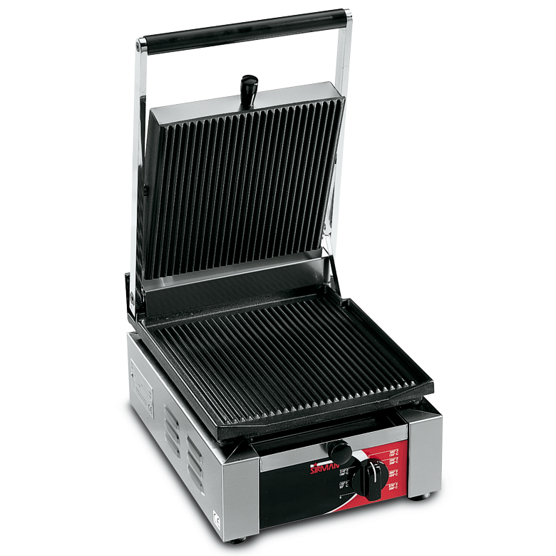 Sirman - PIASTRA ELIO RR Facile da maneggiare e da posizionare, grazie alle sue piccole dimensioni, offre in poco spazio una ottimale superficie di lavoro. Disponibile con piastre sia lisce che rigate - Struttura in acciaio inox. - Piastre in ghisa con tr